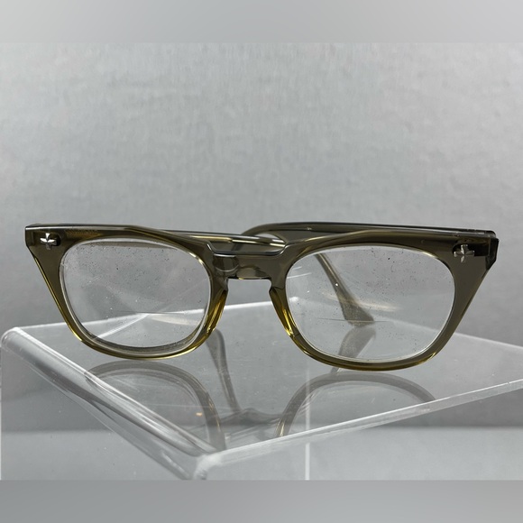 Vintage Bausch & Lomb B&L 4322 Grey Horn Rim Eyeglasses Frames 5 1/2 Safety USA - Picture 2 of 9